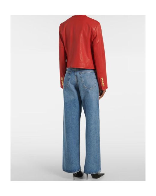 Veronica Beard Red Andrea Leather Jacket