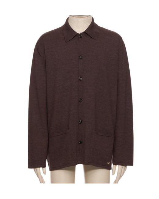 Valentino Brown Vlogo Signature Button-Up Cardigan for men