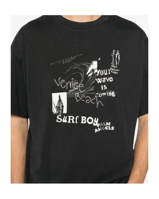 Palm Angels Black Crew Neck T-Shirt for men