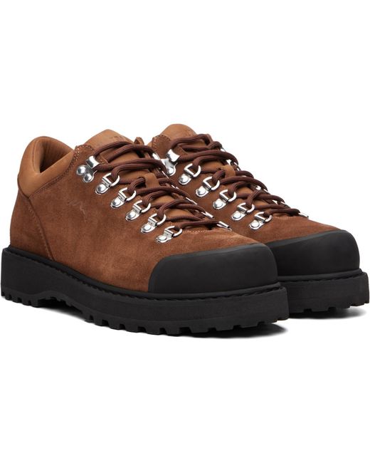 Diemme Brown Round-Toe Lace-Up Ankle Boots for men