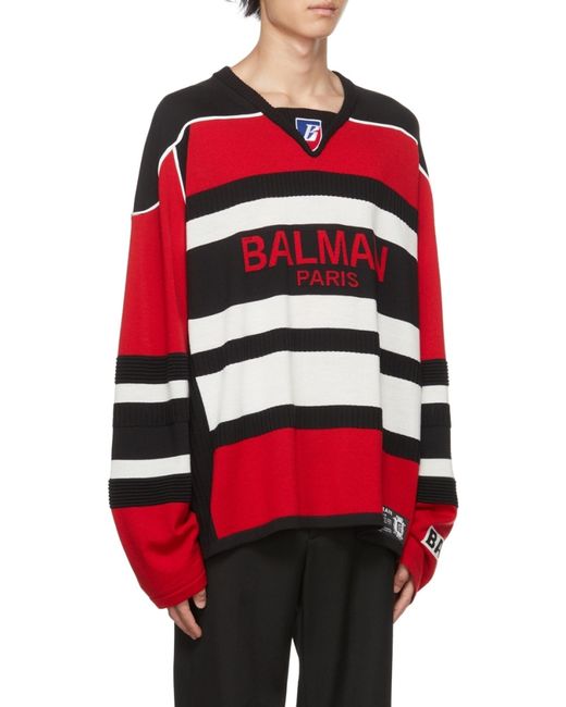 Balmain Red B-Sporty Boxy Sweatshirt for men