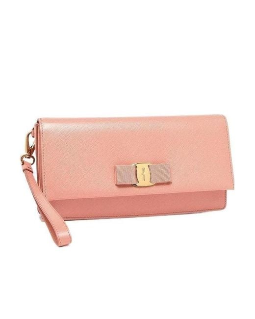 Ferragamo Pink Logo Clutch