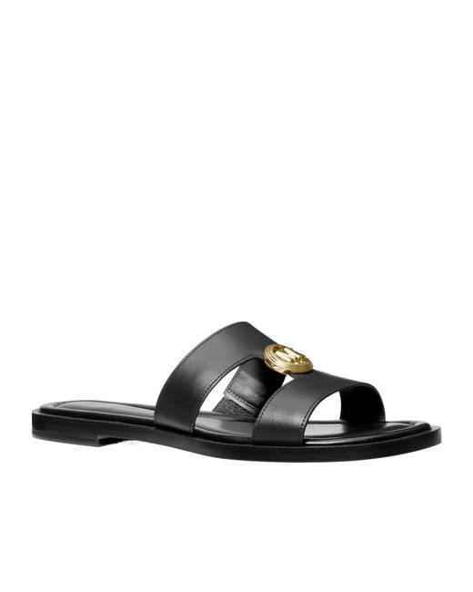 Michael Kors Black Minimalist Flat Sandals