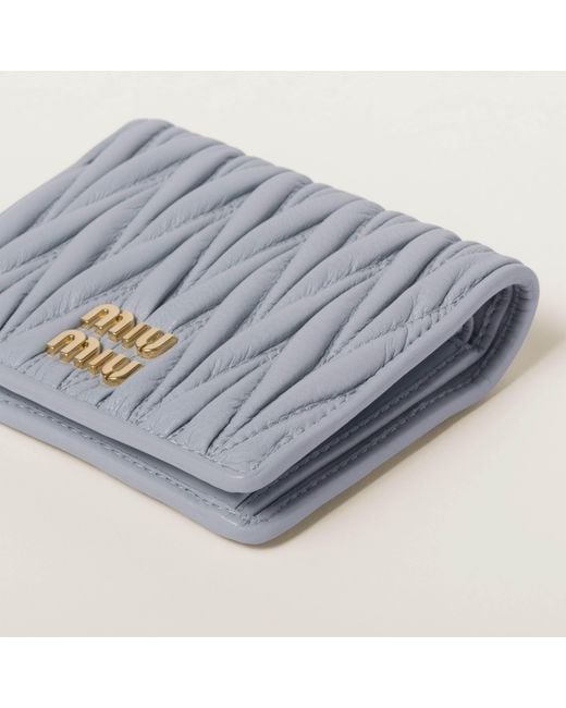 Miu Miu Gray Small Matelassé Nappa Leather Wallet