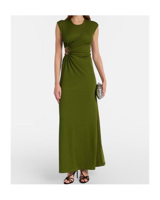 Christopher Esber Green Mineral Stone Embellished Jersey Maxi Dress