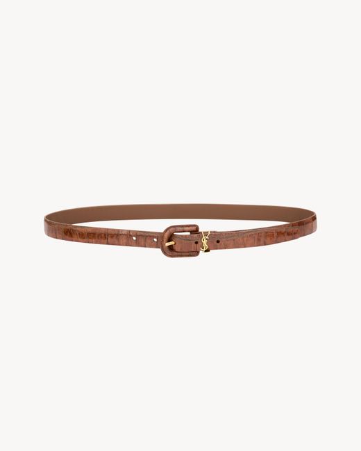 Saint Laurent White Cassandre Covered U Buckle Thin Belt