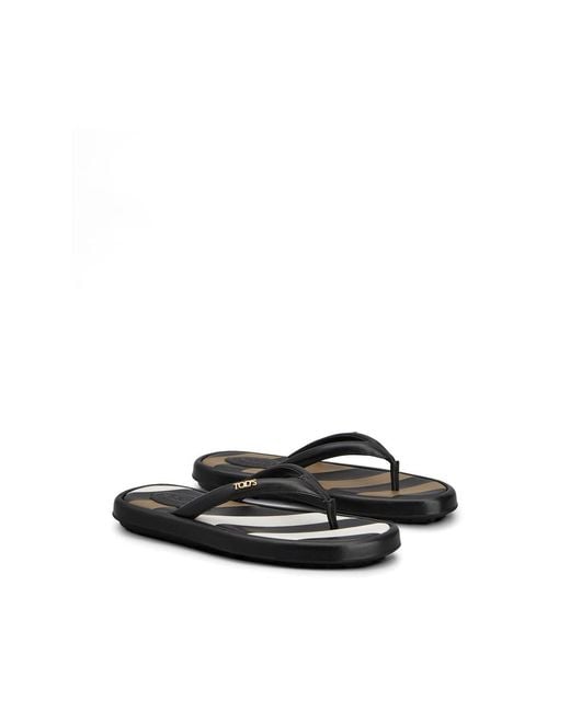 Tod's Black Gomma 70L Logo Flip-Flops