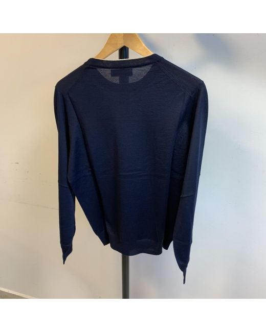 Brunello Cucinelli Blue V-Neck Knitted Jumper for men