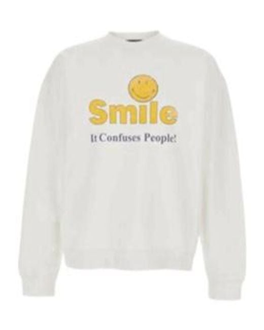 DSquared² White Smiley Printed Crewneck Sweatshirt for men