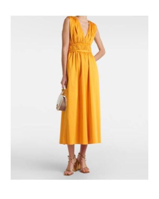 Altuzarra Yellow Fiona Ruched Cotton-Blend Midi Dress