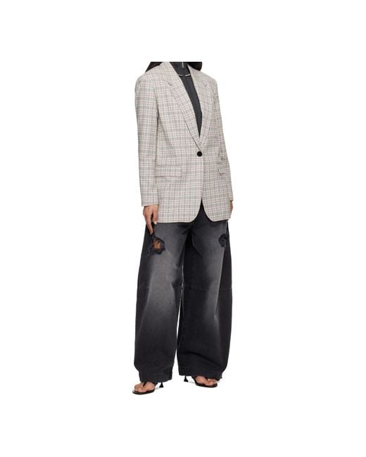 Isabel Marant Gray Plaid Pattern Suit Jacket