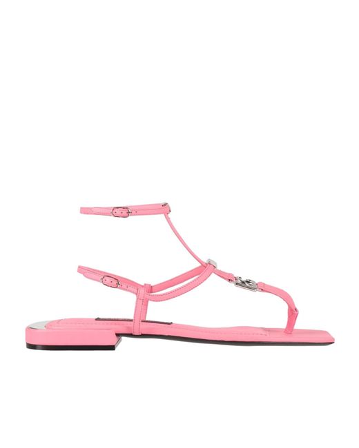 Dolce & Gabbana Pink Minimalist Leather Sandals