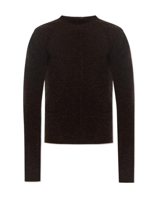 Rick Owens Black High-Neck Alpaca Wool Sweater for men