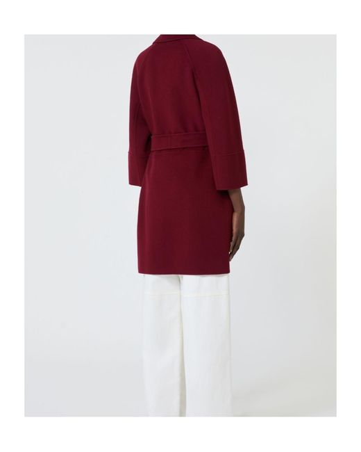 Max Mara Red S Arona Belted Coat
