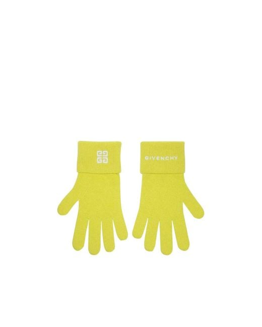 Givenchy Yellow Logo Gloves for men