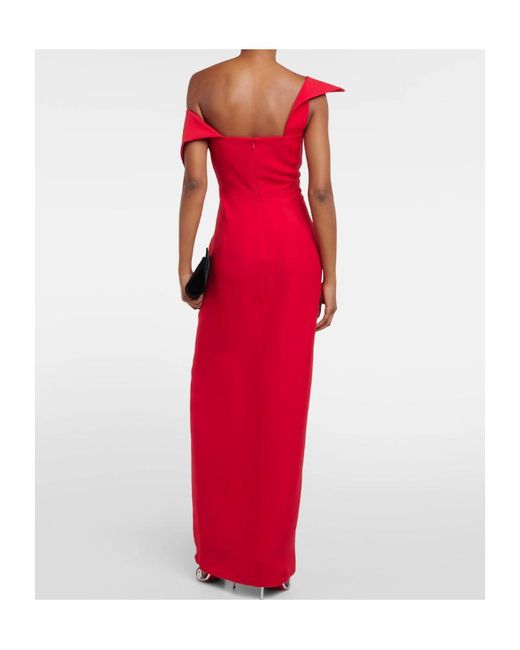 Roland Mouret Red Asymmetric Wool And Silk Gown