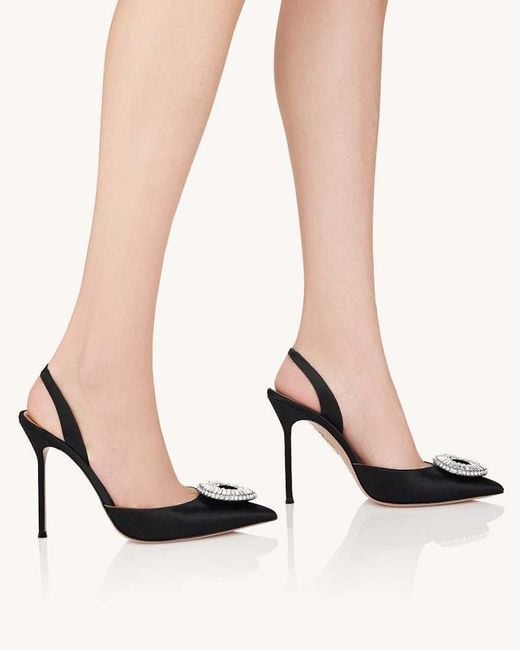 Aquazzura Black Crystal Hoop Sling 105