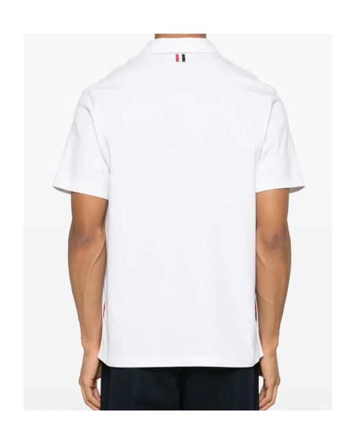 Thom Browne White Rwb Trim Short Sleeved Polo Shirt for men