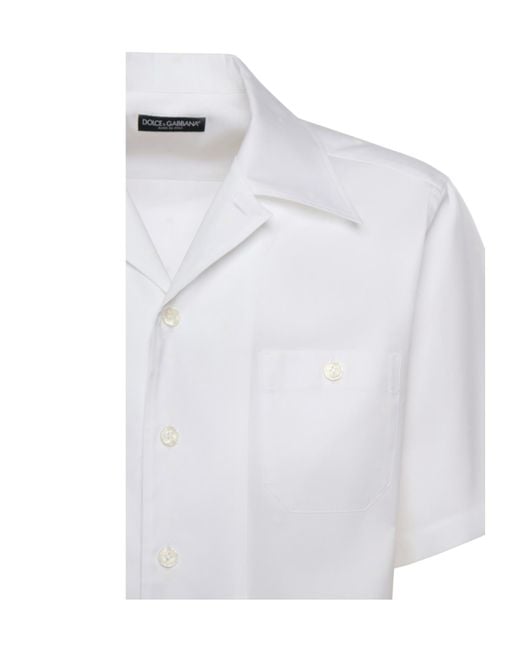 Dolce & Gabbana White Collared Short-Sleeve Shirt for men