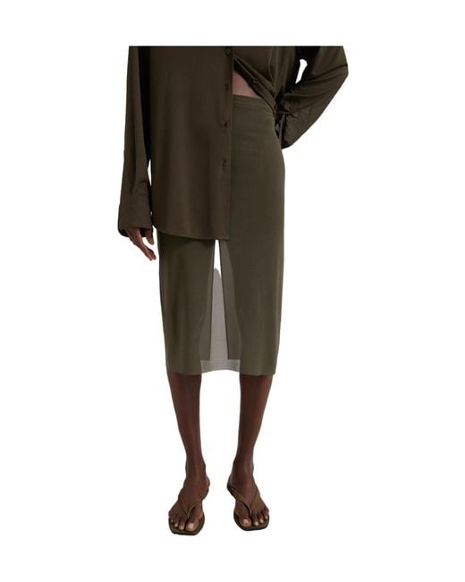 Frankie Shop Green Suva Sheer Skirt