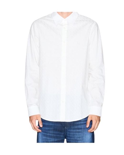 ARMANI EXCHANGE White Regular Fit Button-Up Shirt for men