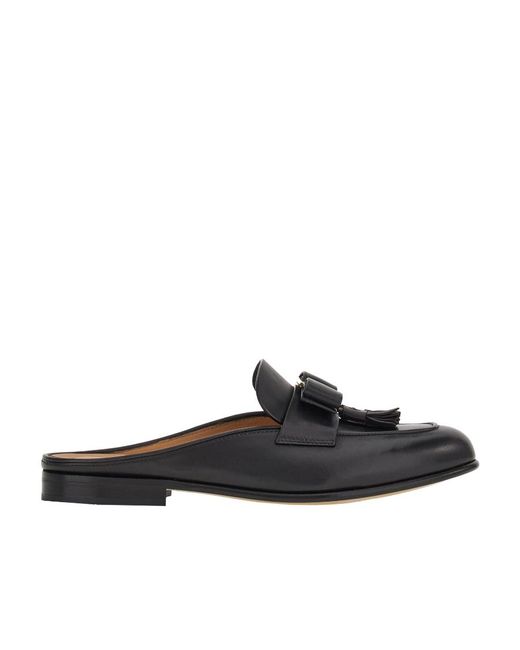 Ferragamo Black Ferragamo Vara Bow Tassel Mules