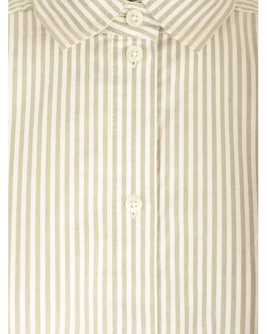 Totême White Totême Striped Half-Buttoned Shirt