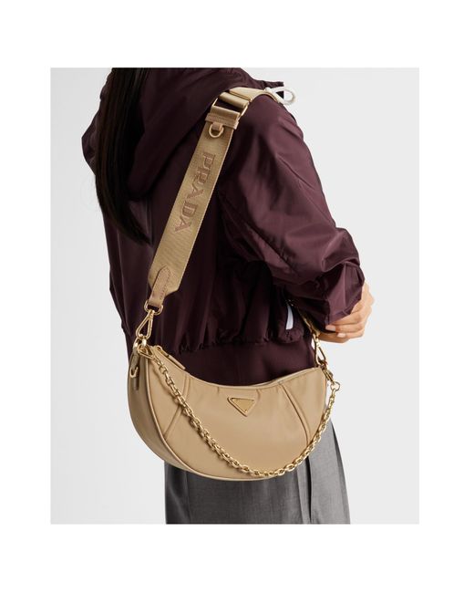 Prada Natural Demi-Lune Zipped Shoulder Bag