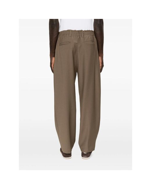 Myths Brown Pleated-Front Straight-Leg Trousers for men