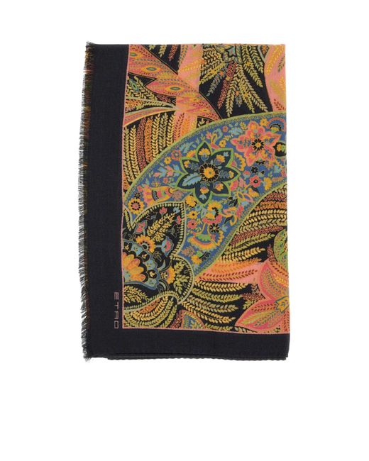 Etro Green Paisley Printed Rectangular Scarf