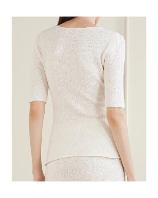 Gabriela Hearst White Valentia Knitted Silk T-Shirt