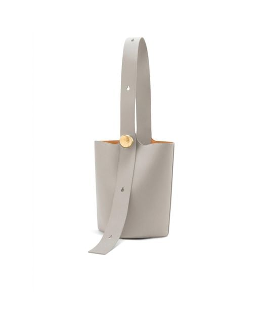Loewe White Medium Pebble Bucket Bag