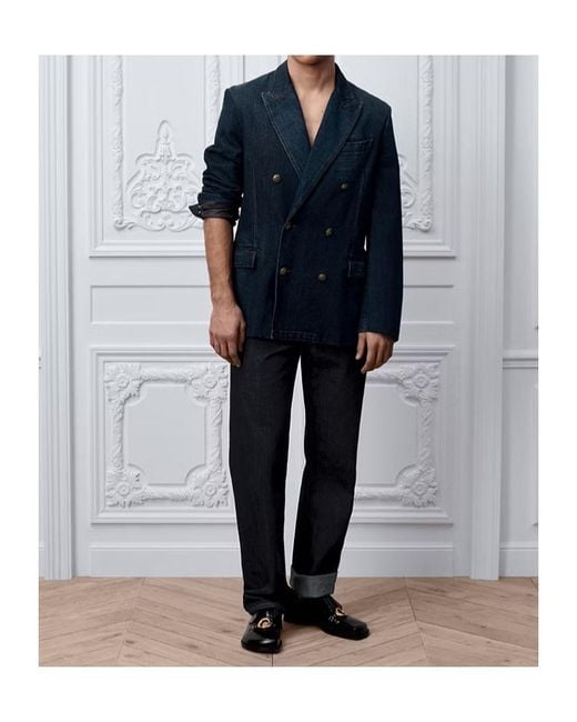 Dior Blue Double-Breasted Suit Jacket for men