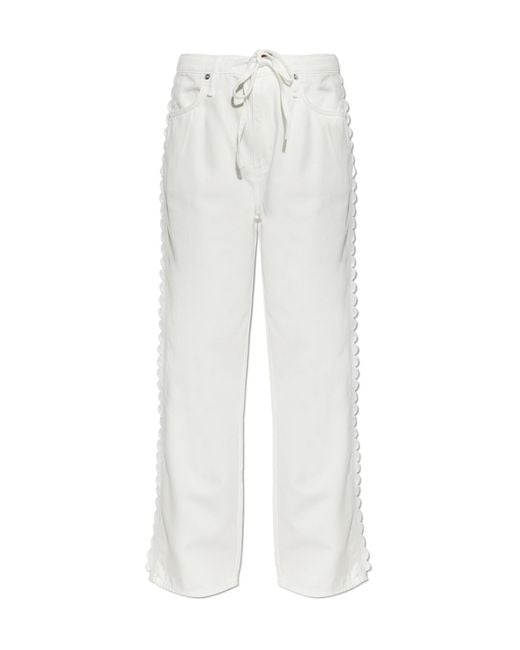 Rag & Bone White Scallop-Trim Drawstring Jeans