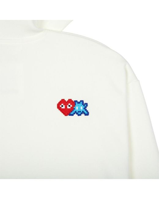 Comme des Garçons White Heart-Patch Drawstring Hoodie for men