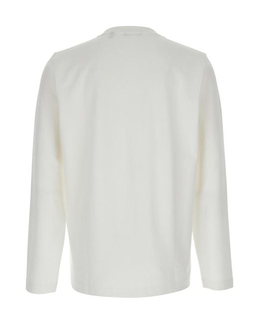 Theory White Long Sleeved Crewneck T-Shirt for men