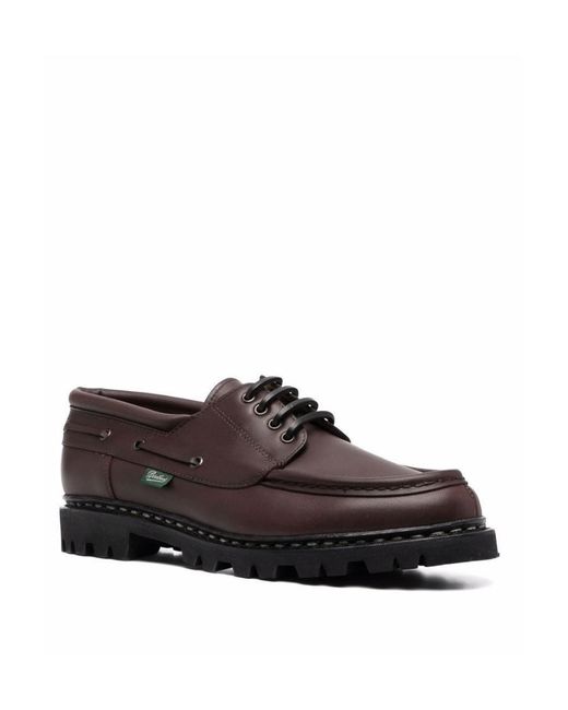 Paraboot Brown Lace Up Leather Derby Shoes for men