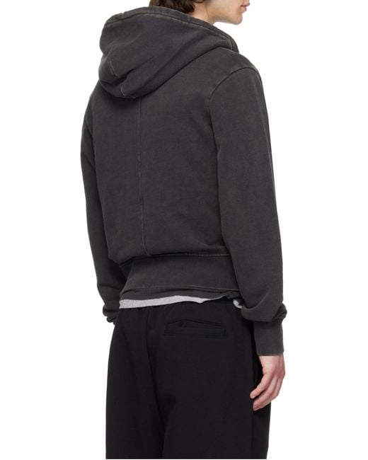 Entire studios Black Slim Zip-Up Hoodie for men