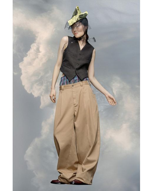 Maison Margiela Natural X Pendleton Logo-Patch Checked-Yoke Trousers