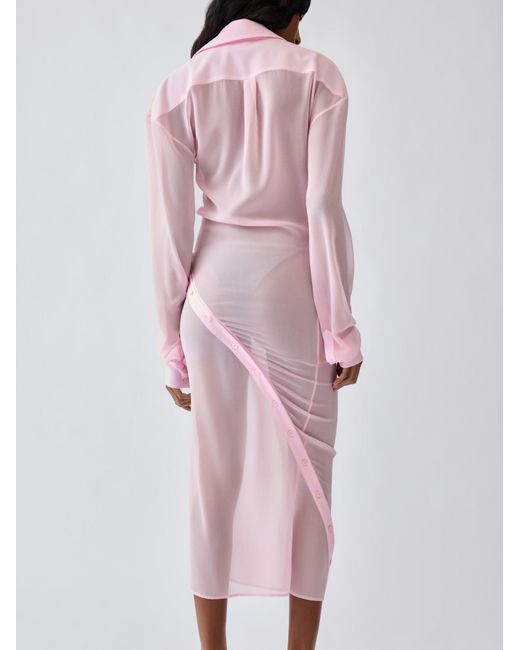 Jacquemus Pink Pareo Collared Long-Sleeve Shirt Dress