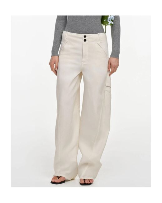 Self-Portrait White Cream Denim Pocket Trousers