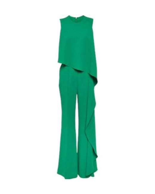 Elie Saab Green Draped Wide-Leg Jumpsuit