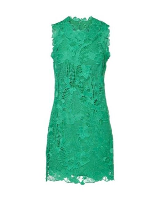 Monique Lhuillier Green Floral Lace Minidress