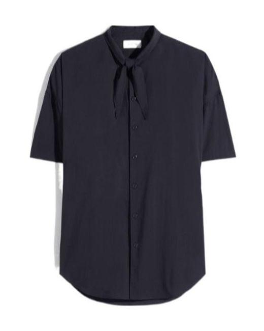 Lemaire Blue Foulard Detailed Short Sleeved Shirt