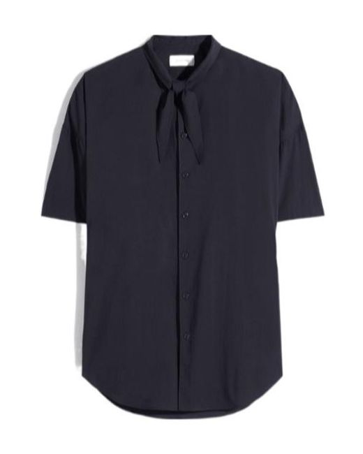 Lemaire Blue Foulard Detailed Short Sleeved Shirt