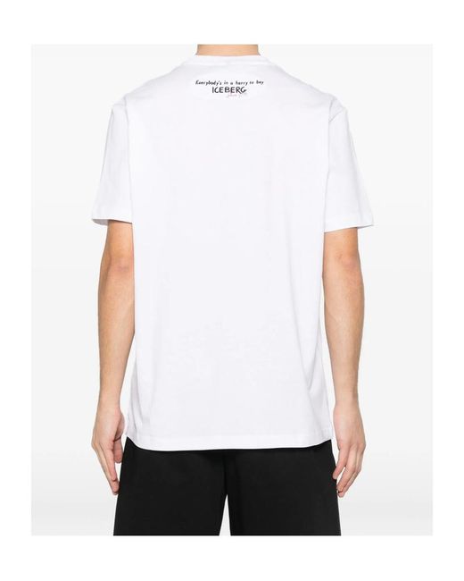 Iceberg White Peanuts Print T-Shirt for men