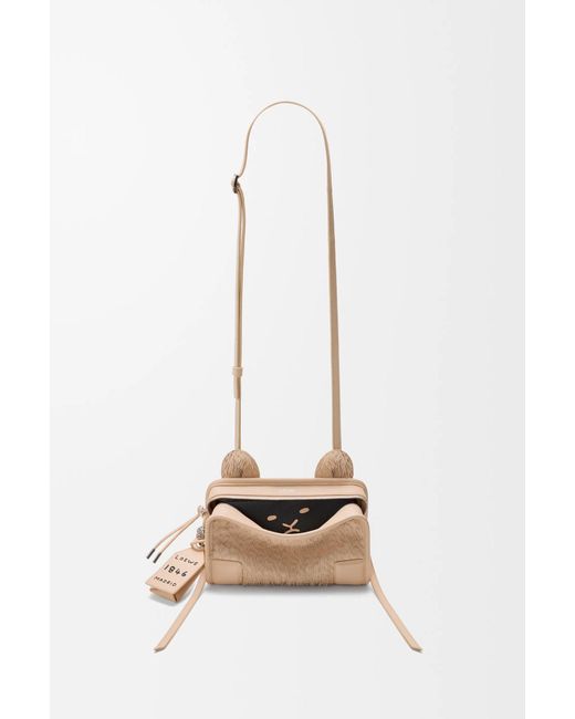 Loewe Natural Mini Lion Fringed Cut Amazona 180 Shoulder Bag