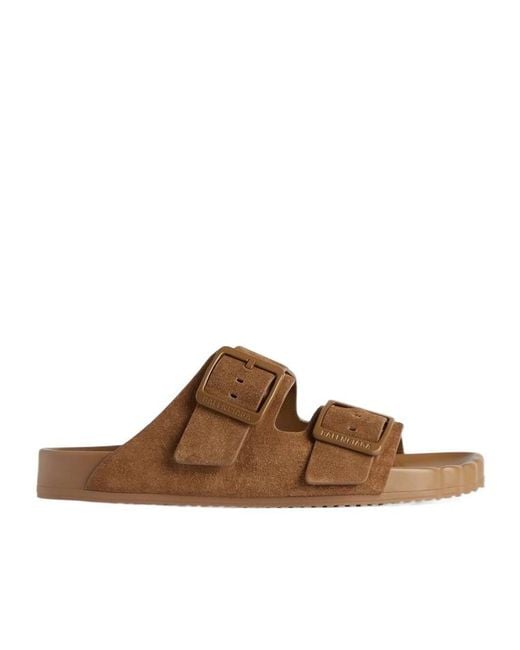 Balenciaga Brown Sunday Buckle Detailed Sandals for men