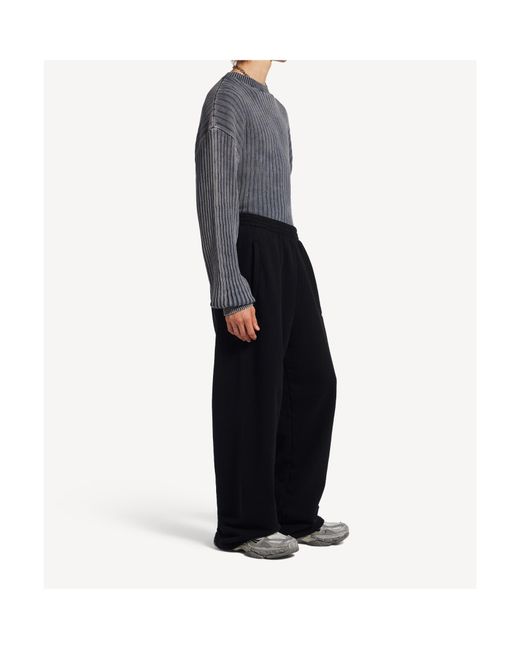 Balenciaga Black Elastic Waist Wide-Leg Sweatpants for men
