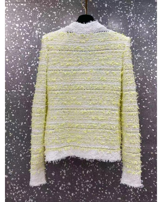 Balmain Natural V-Neck Textured Cardigan